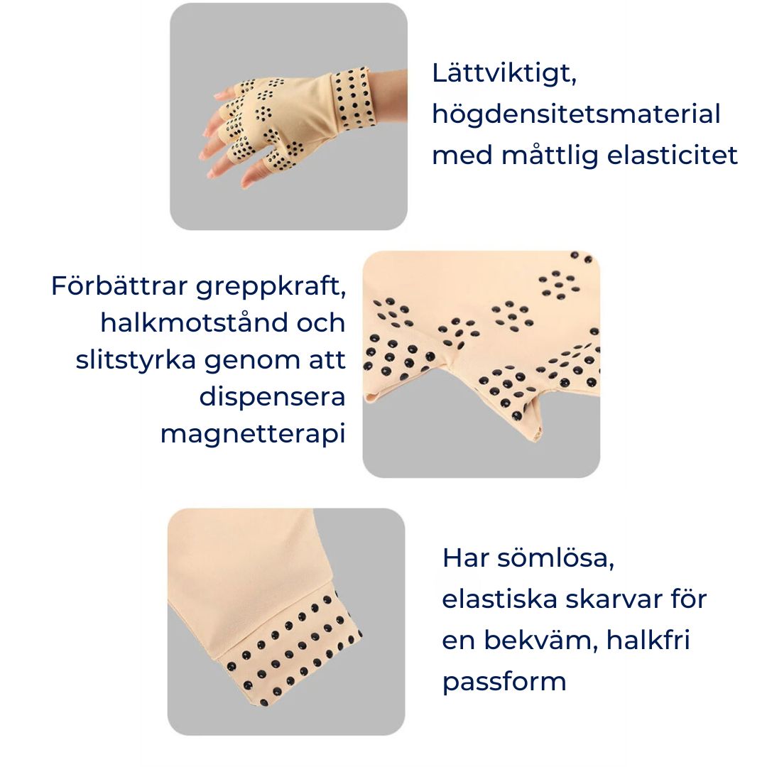 MagnetFlex Fingerlösa Artrithandskar | Magnetisk Kompression för Smärtlindring, Bättre Cirkulation & Minskad Svullnad